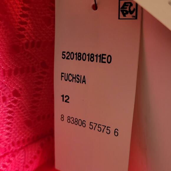 NWT American Living Fuchsia Pink Eyelet Lace Dress Womens 12 Sleeveless Modest - Picture 6 of 10
